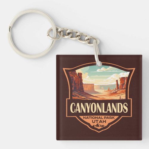 Canyonlands National Park Illustration Retro Keychain
