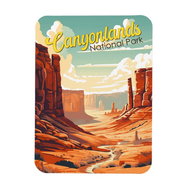 Canyonlands National Park Illustration Retro Magnet (Vertical)