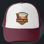 Canyonlands National Park Illustration Retro Trucker Hat<br><div class="desc">Canyonlands vector art design. The park is known for its dramatic desert landscape carved by the Colorado River. Island in the Sky is a huge,  flat-topped mesa with panoramic overlooks.</div>