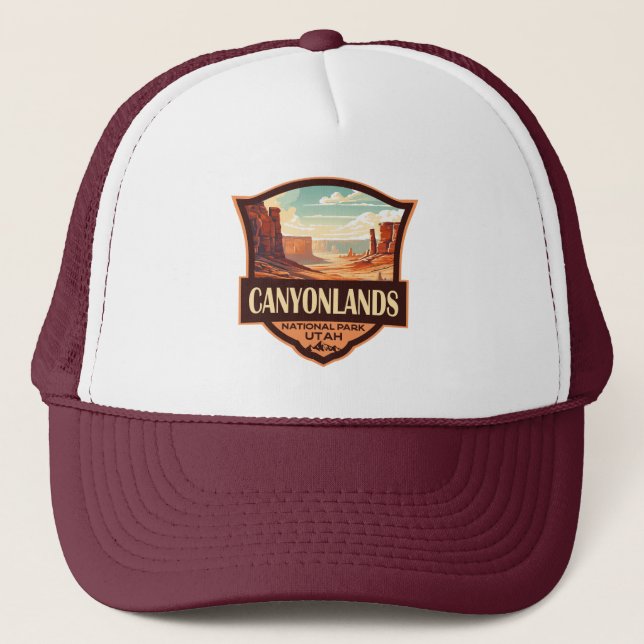 Canyonlands National Park Illustration Retro Trucker Hat (Front)