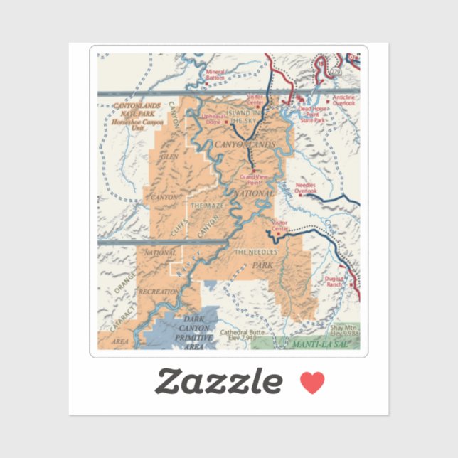Canyonlands National Park Map Sticker (Sheet)