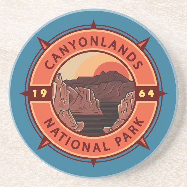 Canyonlands National Park Retro Compass Emblem Coaster (Front)