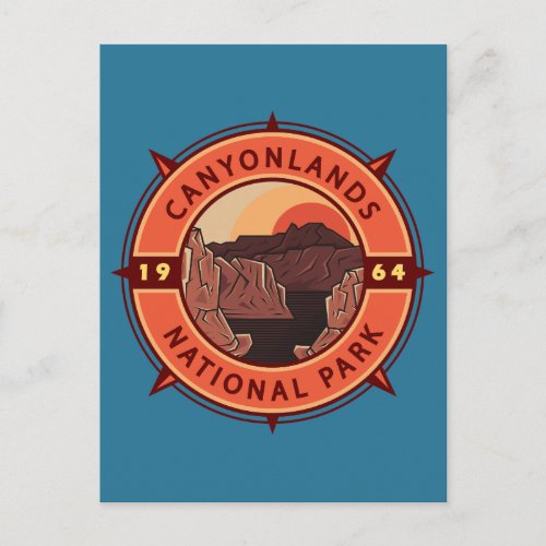 Canyonlands National Park Retro Compass Emblem Postcard