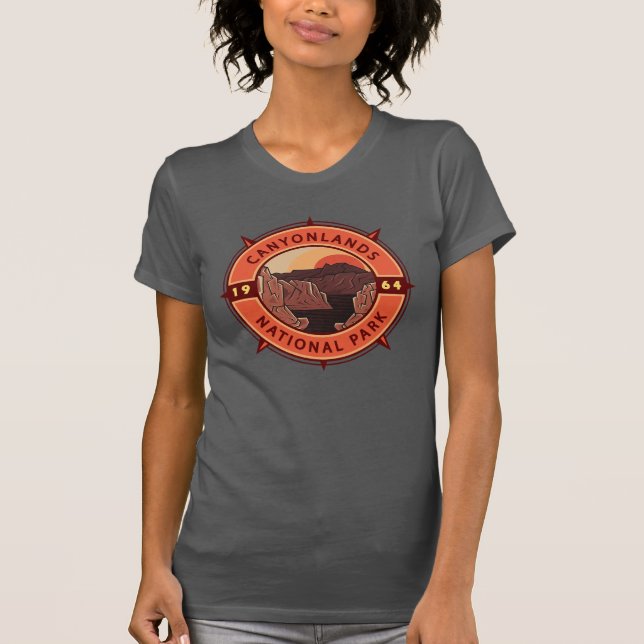 Canyonlands National Park Retro Compass Emblem T-Shirt (Front)