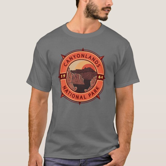 Canyonlands National Park Retro Compass Emblem T-Shirt (Front)