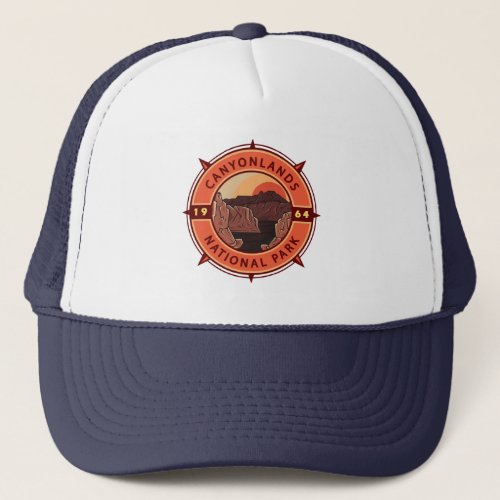 Canyonlands National Park Retro Compass Emblem Trucker Hat