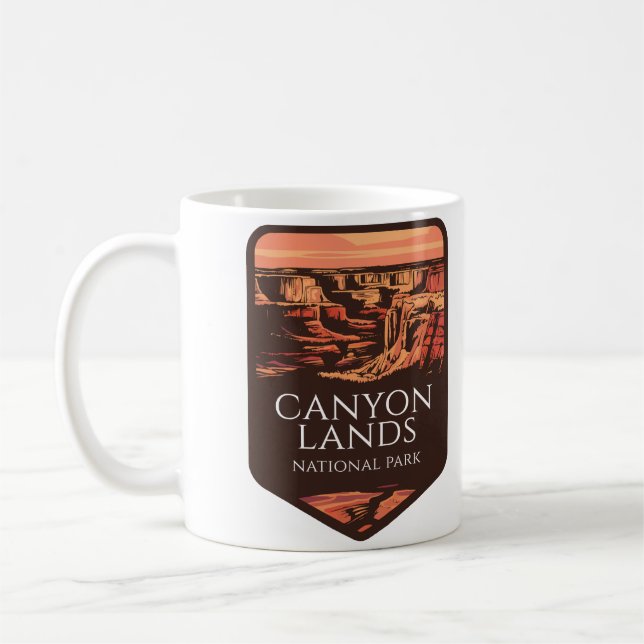 Canyonlands National Park Sunset Emblem Coffee Mug (Left)
