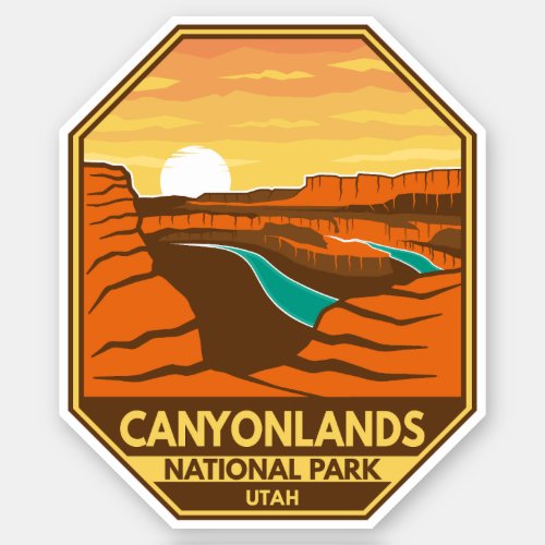 Canyonlands National Park Sunset Retro Emblem Sticker