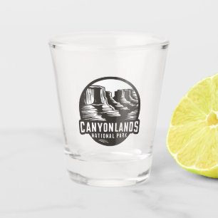Canyonlands National Park Travel Black White Art Shot Glass