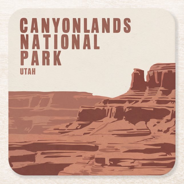 Canyonlands National Park Utah Minimal Landscape Square Paper Coaster (Front)