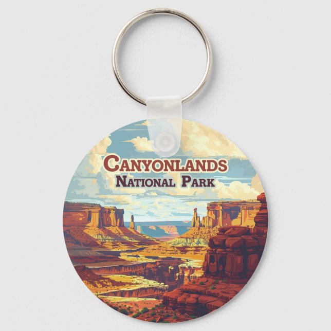 Canyonlands National Park Utah Moab Retro Keychain (Front)