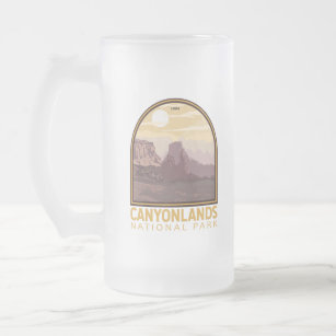 Canyonlands National Park Vintage Emblem Frosted Glass Beer Mug