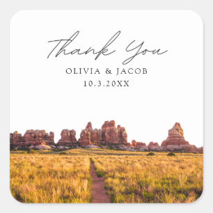 Canyonlands Wedding Scenic Photo Thank You Square Sticker