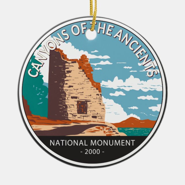 Canyons of the Ancients National Monument Circle Ceramic Ornament (Front)