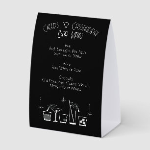 Cap and Cocktail Graduation Party Black Bar Menu Paper Table Tent