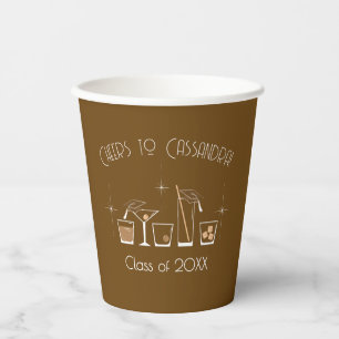 Cap and Cocktail Graduation Party Brown Paper Cups