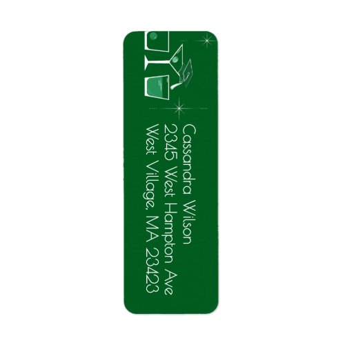 Cap and Cocktail Graduation Party Dark Green Label