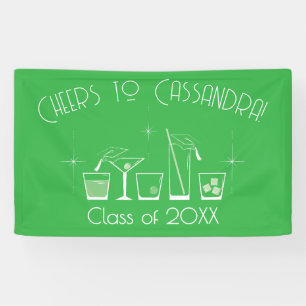 Cap and Cocktail Graduation Party Green Banner
