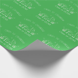 Cap and Cocktail Graduation Party Green Wrapping Paper