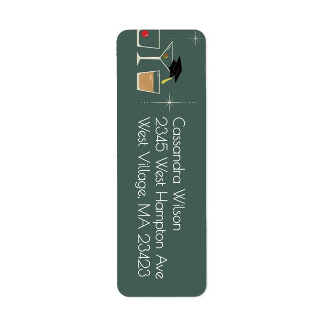Cap and Cocktail Graduation Party Label (Front)