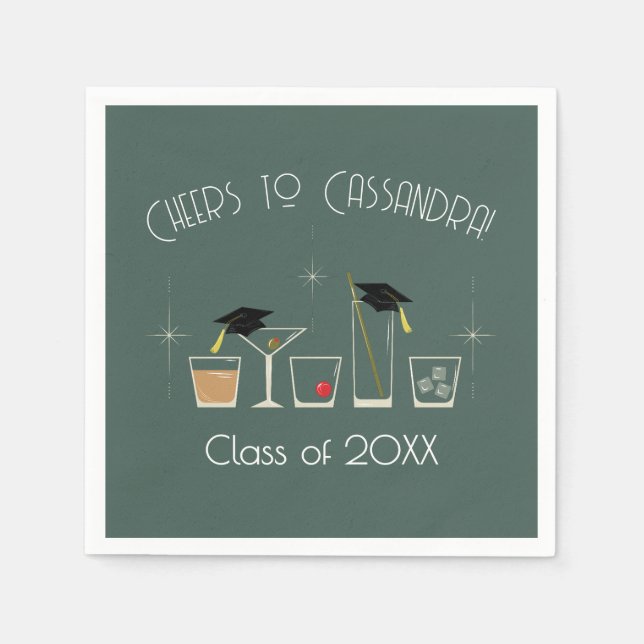 Cap and Cocktail Graduation Party Napkins (Front)
