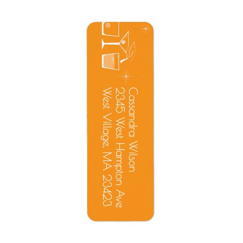 Cap and Cocktail Graduation Party Orange Label