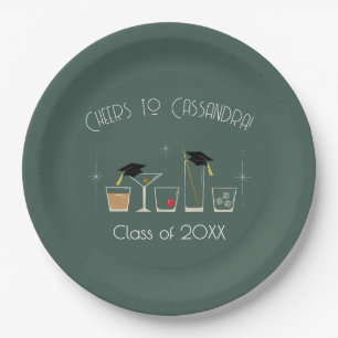 Cap and Cocktail Graduation Party Paper Plates