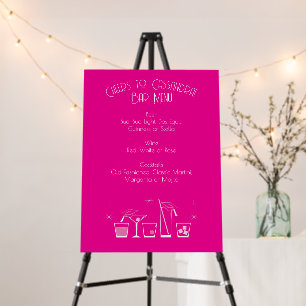 Cap and Cocktail Graduation Party Pink Bar Menu Foam Board