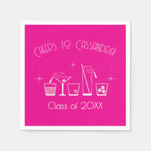 Cap and Cocktail Graduation Party Pink Napkins