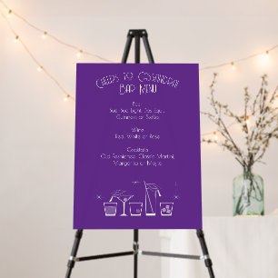 Cap and Cocktail Graduation Party Purple Bar Menu Foam Board