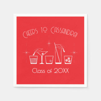 Cap and Cocktail Graduation Party Red Napkins