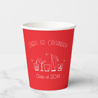Cap and Cocktail Graduation Party Red Paper Cups