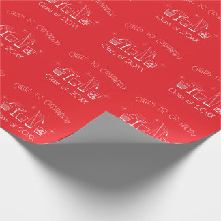Cap and Cocktail Graduation Party Red Wrapping Paper