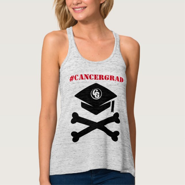 Cap and Crossbones #CancerGrad Tank Top (Front)
