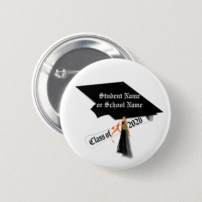 Cap and Diploma Class of 2026 Graduation Button (Front & Back)