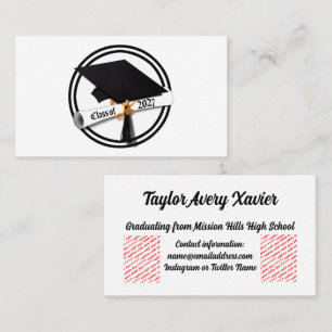 Cap and Diploma Class of 2027 Graduation Business Card
