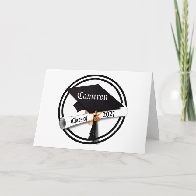 Cap and Diploma Class of 2027 Graduation Card (Front)