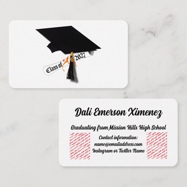 Cap and Diploma Class of 2027 Graduation Enclosure Card (Front/Back)