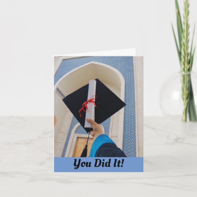 Cap And Diploma Grad Greeting Card (Front)