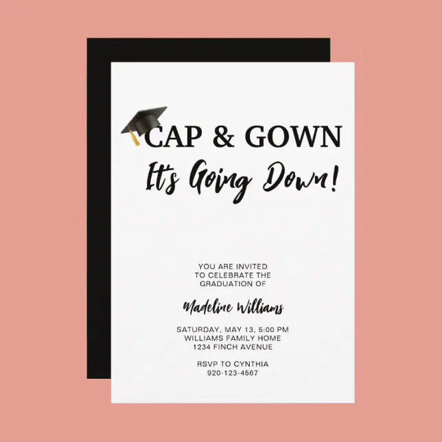 Cap and Gown It's Going Down Graduation Invitation | Zazzle