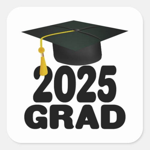 Cap and Tassel Class of 2025 Graduation  Square Sticker