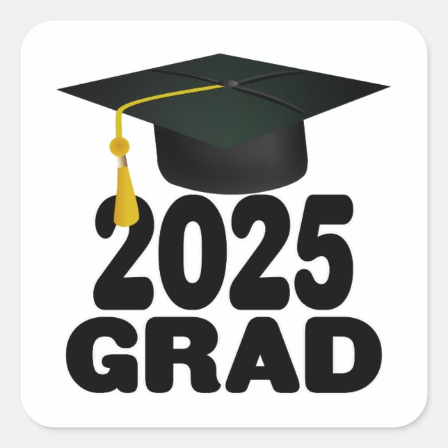 Cap and Tassel Class of 2025 Graduation  Square Sticker (Front)