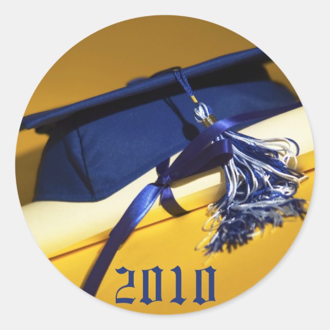 Cap and Tassel Custom Graduation Invitation Seal_2 Classic Round Sticker (Front)