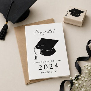 Cap and tassel graduation  rubber stamp