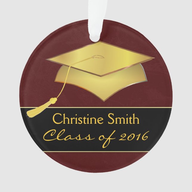 Cap and Tassel Ornament - Graduation Photo Gift (Front)