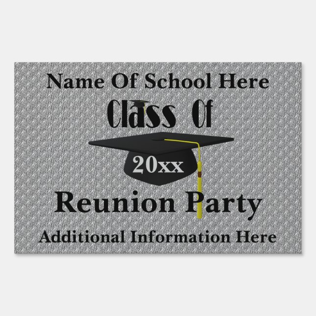 Cap And Tassel School Reunion Party Yard Sign (Front)