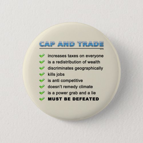 Cap And Trade Scam Pinback Button