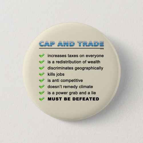 Cap And Trade Scam Pinback Button