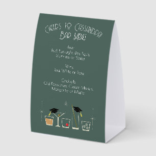 Cap Cocktail Graduation Party Bar Menu Paper Table Tent