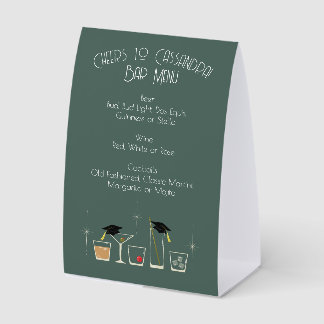 Cap Cocktail Graduation Party Bar Menu Paper Table Tent